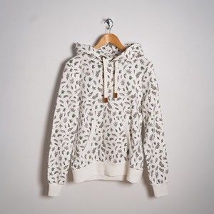 Wanakome Women's Bonnie Ivory Pullover Leaf Print Nature Hoodie Size Small